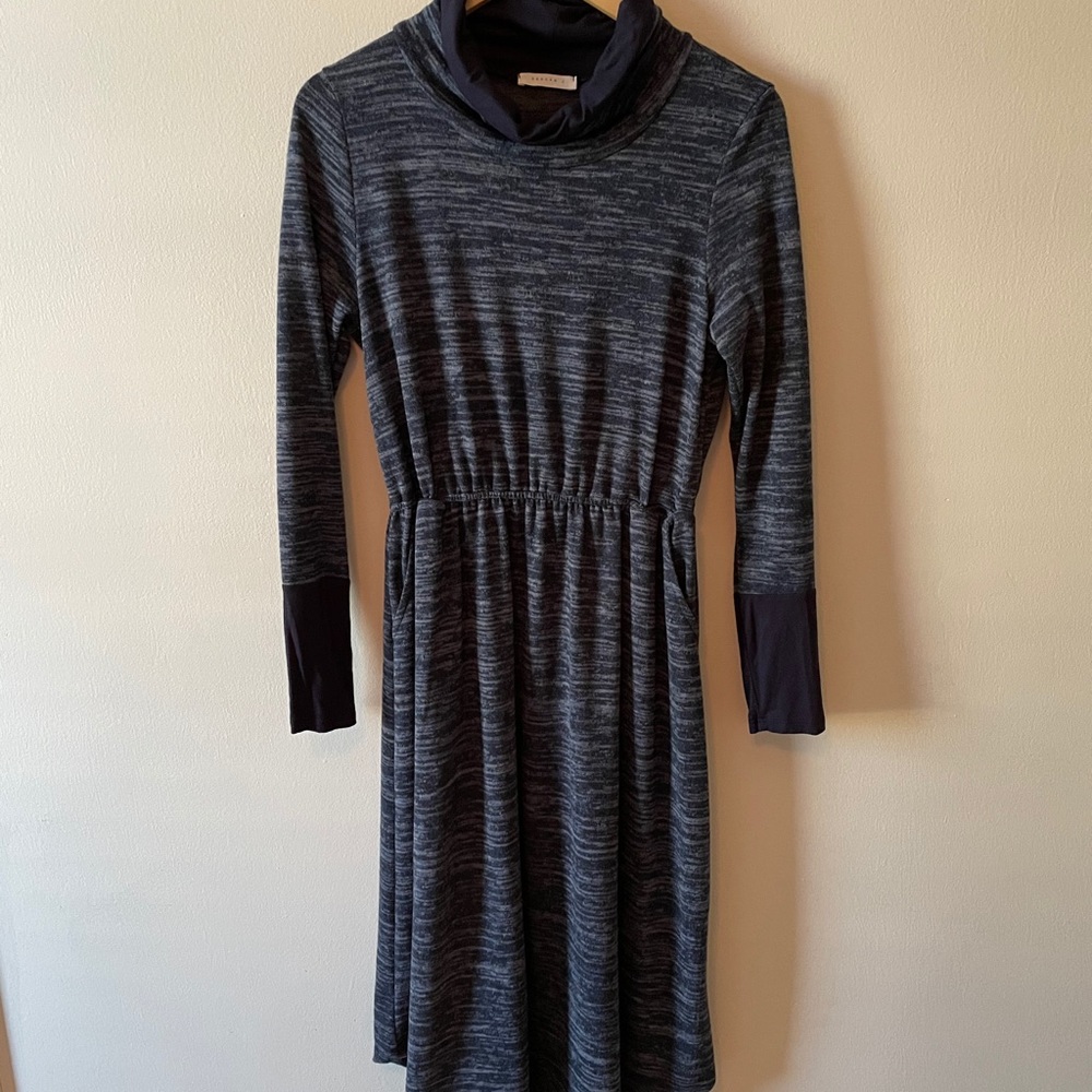 NWOT Reborn J Blue Marled Mock Neck Dress